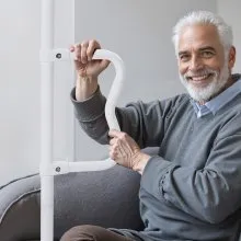 VEVOR Floor-to-Ceiling Transfer Pole, Tension Mounted Bathroom Grab Bar with Anti-Slip Curve Handle, 300 Lbs Capacity Security Pole for Elderly, Ideal Senior Safety Pole for 7-10 Ft Ceilings, White