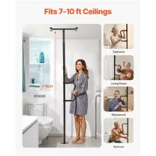 VEVOR Floor-to-Ceiling Transfer Pole 300 Lbs Capacity for 7-10 Ft Ceilings Black