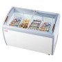 VEVOR Commercial Ice Cream Display Case, 12.8 Cu.ft Chest Freezer, Mobile Glass Top Deep Freezer, Restaurant Gelato Dipping Cabinet with 4 Wire Baskets, 2 Sliding Glass Doosr, Locking Casters, White