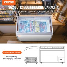 VEVOR 362 L Commercial Ice Cream Display Case Gelato Dipping Freezer Cabinet
