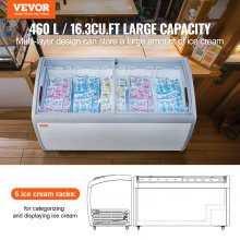 VEVOR 460 L Commercial Ice Cream Display Case Gelato Dipping Freezer Cabinet