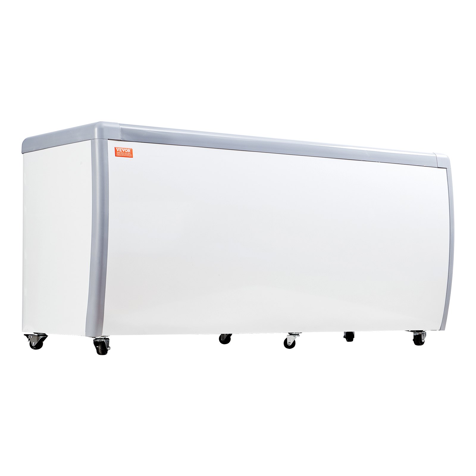 VEVOR Commercial Ice Cream Display Case, 567 L Chest Freezer, Mobile Glass Top Deep Freezer, Restaurant Gelato Dipping Cabinet with 12 Large Tubs, 2 Sliding Glass Doors, Locking Casters, White