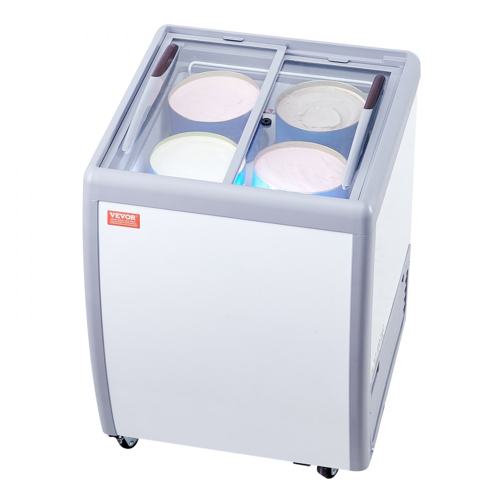 VEVOR 158 L Vitrine Comercial para Sorvetes Gelato Dipping Freezer Gabinete