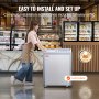 VEVOR Commercial Ice Cream Display Case, 158 L Chest Freezer, Mobile Glass Top Deep Freezer, Restaurant Gelato Dipping Cabinet, 2 Sliding Glass Doors, Locking Casters, White