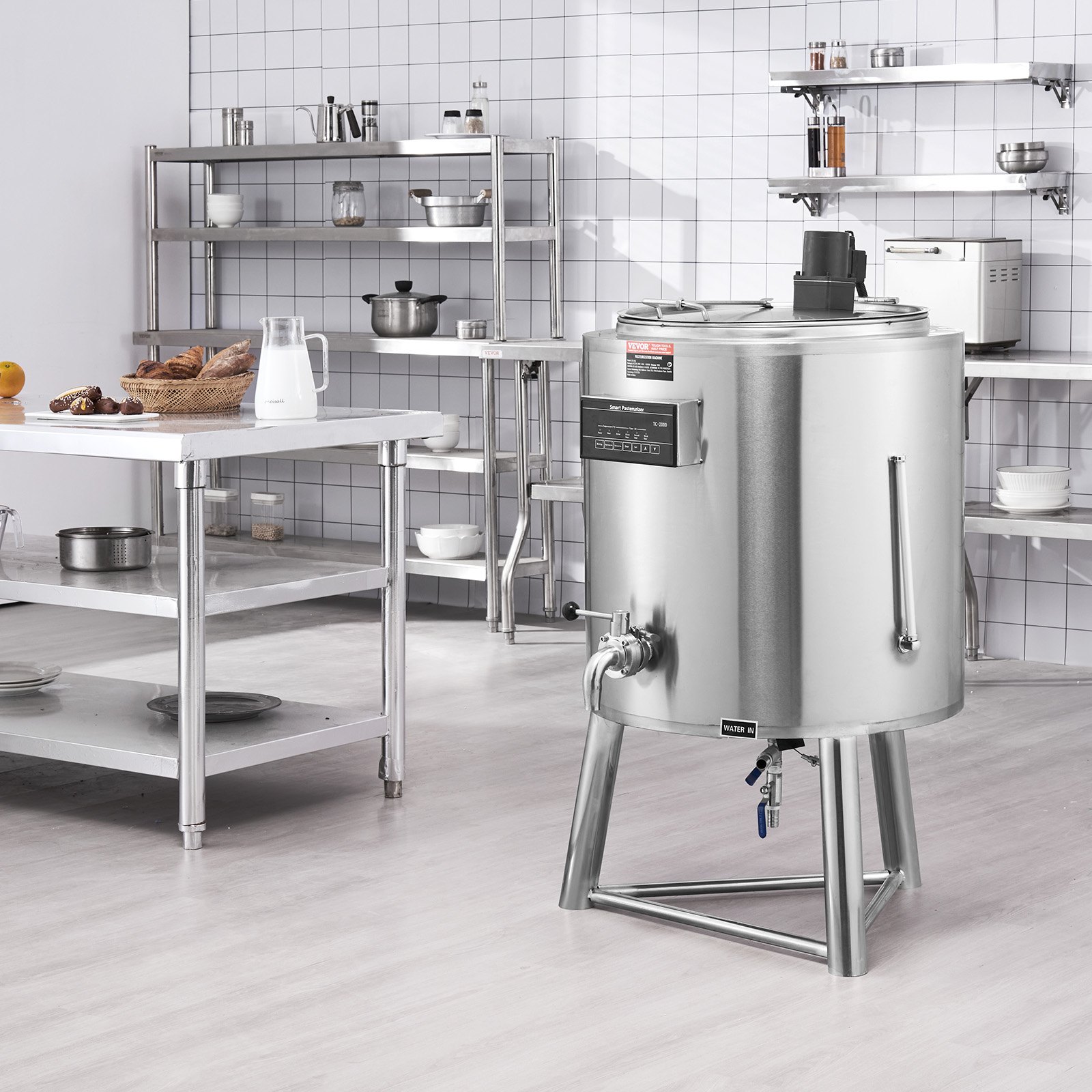 VEVOR Milk Pasteurizer 100L, Commercial Milk Pasteurization Machine, Food Grade 304 Stainless Steel, Professional Pasteurization with Time and Temperature Control, for Milk Juice Yogurt Sterilization