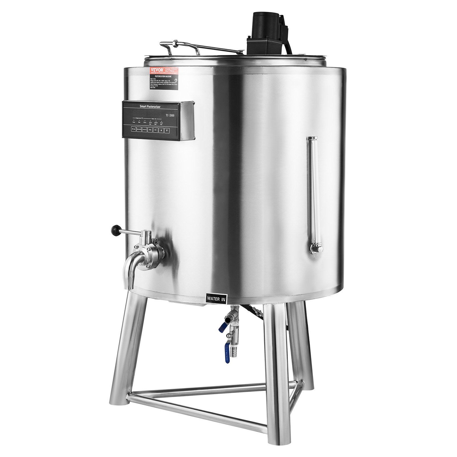 VEVOR Milk Pasteurizer 100L, Commercial Milk Pasteurization Machine, Food Grade 304 Stainless Steel, Professional Pasteurization with Time and Temperature Control, for Milk Juice Yogurt Sterilization