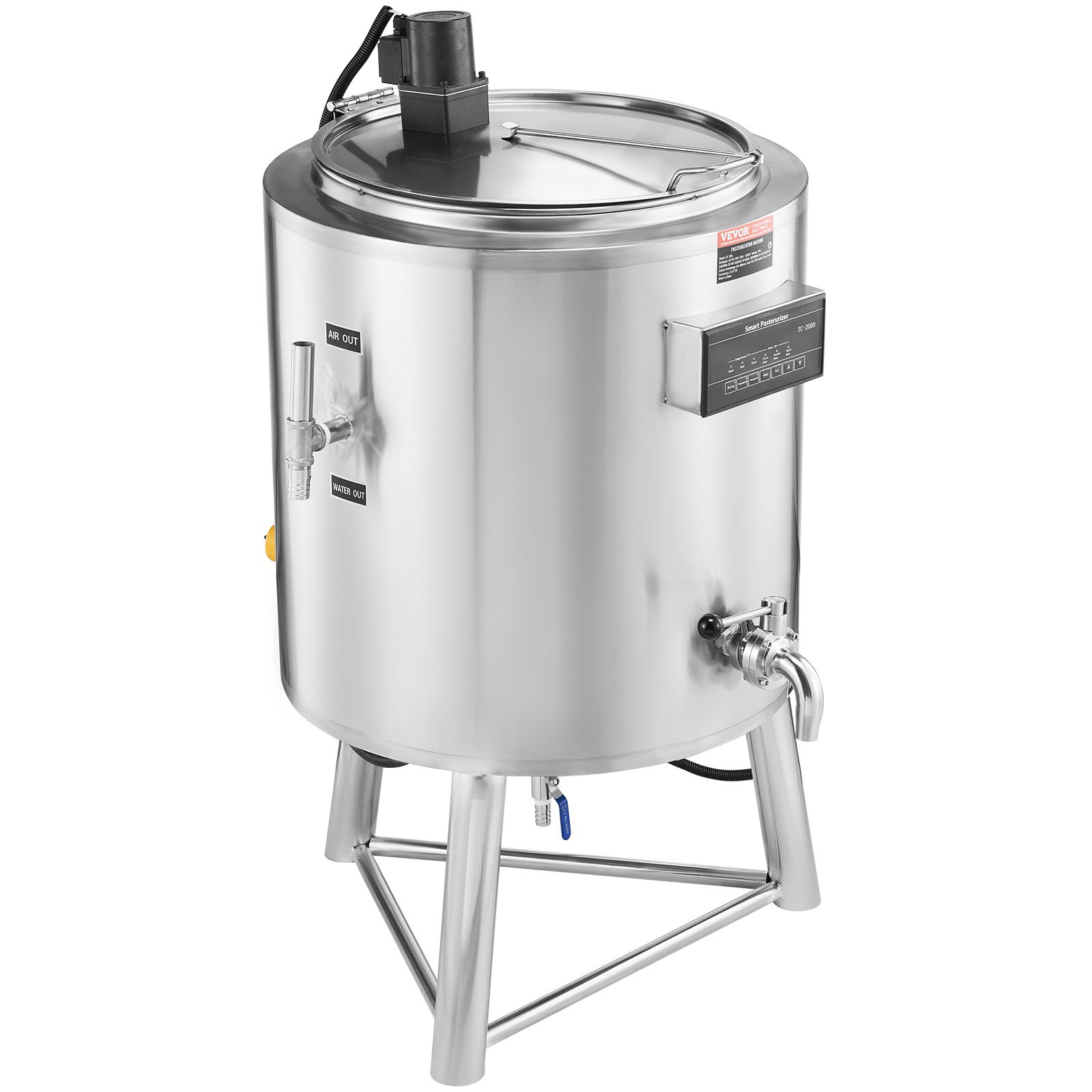 VEVOR Milk Pasteurizer 100L, Commercial Milk Pasteurization Machine, Food Grade 304 Stainless Steel, Professional Pasteurization with Time and Temperature Control, for Milk Juice Yogurt Sterilization
