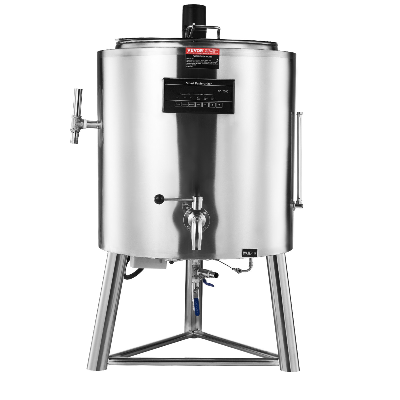 VEVOR Milk Pasteurizer 100L, Commercial Milk Pasteurization Machine, Food Grade 304 Stainless Steel, Professional Pasteurization with Time and Temperature Control, for Milk Juice Yogurt Sterilization