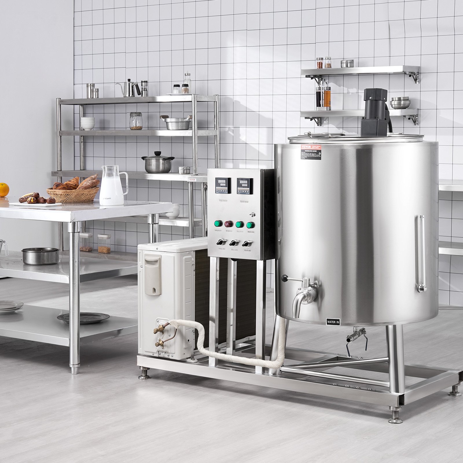 VEVOR Milk Pasteurizer 150L, Commercial Milk Pasteurization Machine, Food Grade 304 Stainless Steel, Professional Pasteurization with Time and Temperature Control, for Milk Juice Yogurt Sterilization