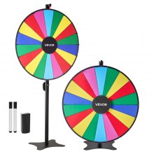 VEVOR 914 mm Spinning Prize Wheel, 18 Slots Spinning Wheel with Stand, Adjustable Height Win Fortune Roulette with a Dry Erase and 2 Markers, 6 Colors, Easy Assembly, for Party Pub Trade Show Carnival