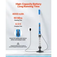 VEVOR Pool Vacuum, 8.5 GPM Handheld Cordless Hot Tub Vacuum with Extension Pole, for Deep Cleaning & Strong Suction, Rechargeable Pool Cleaner, Running up to 1Hour, for Above Ground/Inground Pool Spas