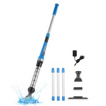 VEVOR Pool Vacuum, 8.5 GPM Handheld Cordless Hot Tub Vacuum with Extension Pole, for Deep Cleaning & Strong Suction, Rechargeable Pool Cleaner, Running up to 1Hour, for Above Ground/Inground Pool Spas