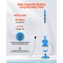 Pool Vacuum 26 GPM Rechargeable Pool Cleaner Max. 1H with Extension Pole