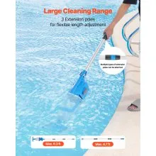 VEVOR Pool Vacuum, 26 GPM Handheld Cordless Hot Tub Vacuum with Extension Pole, for Deep Cleaning & Strong Suction, Rechargeable Pool Cleaner, Running up to 1Hour, for Above Ground/Inground Pool Spas