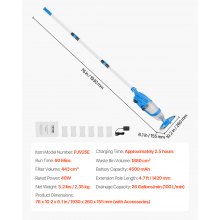 VEVOR Pool Vacuum 26 GPM Rechargeable Pool Cleaner Max. 1H with Extension Pole