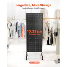 Pegboard Display Stand with 30 Hooks Pegboard Panels Display with Wheels Black