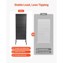 Pegboard Display Stand with 30 Hooks Pegboard Panels Display with Wheels Black