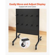 Pegboard Display Stand with 30 Hooks Pegboard Panels Display with Wheels Black