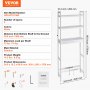 VEVOR Over the Toilet Storage, 3-Tier Adjustable Over Toilet Bathroom Organizer, Bamboo Storage Shelf Rack with 3 Hooks, Freestanding Easy Assembly Laundry Space Saver, Fit Most Toilets, White