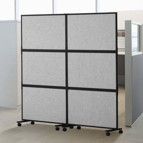 VEVOR Office Divider, 2 Panel Office Partition, Freestanding Office Divider Wall Partition & Privacy Divider Reduce Noise and Room Separation, Light Grey