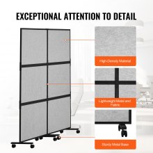 Acoustic Room Divider Partition Panel Privacy Screen 2 Pack Light Gray