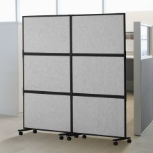 VEVOR Acoustic Room Divider 72" x 66" Office Partition Panel 2 Pack, Office Dividers Partition Wall Polyester & 45 Steel Cubicle Wall Reduce Noise and Visual Distractions, Light Gray