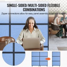 VEVOR Acoustic Room Divider 72" x 66" Office Partition Panel 2 Pack, Office Dividers Partition Wall Polyester & 45 Steel Cubicle Wall Reduce Noise and Visual Distractions, Blue