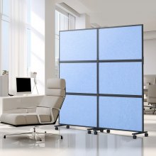 VEVOR Acoustic Room Divider 72" x 66" Office Partition Panel 2 Pack, Office Dividers Partition Wall Polyester & 45 Steel Cubicle Wall Reduce Noise and Visual Distractions, Blue