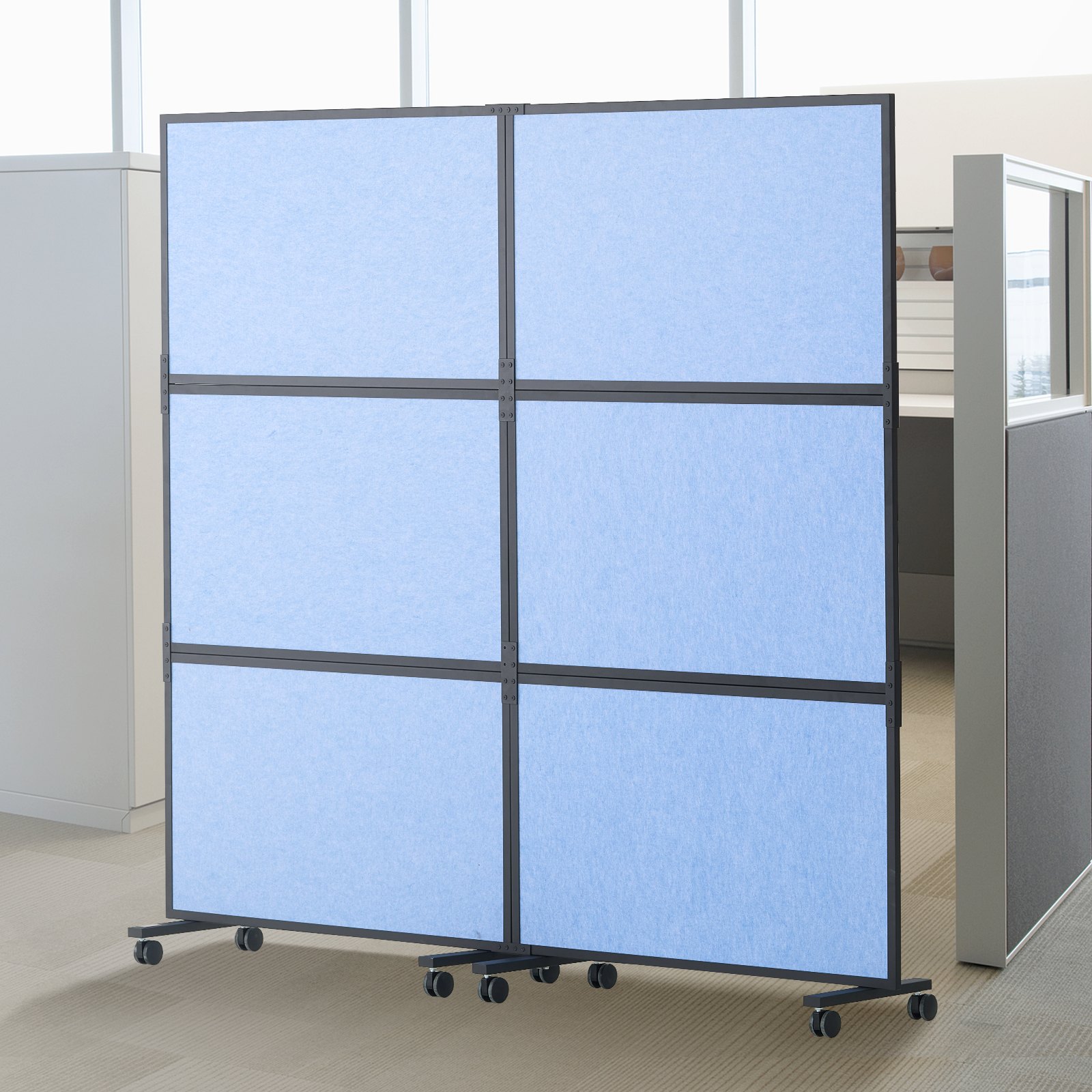 VEVOR Office Divider, 2 Panel Office Partition, Freestanding Office Divider Wall Partition & Privacy Divider Reduce Noise and Room Separation, Light Blue