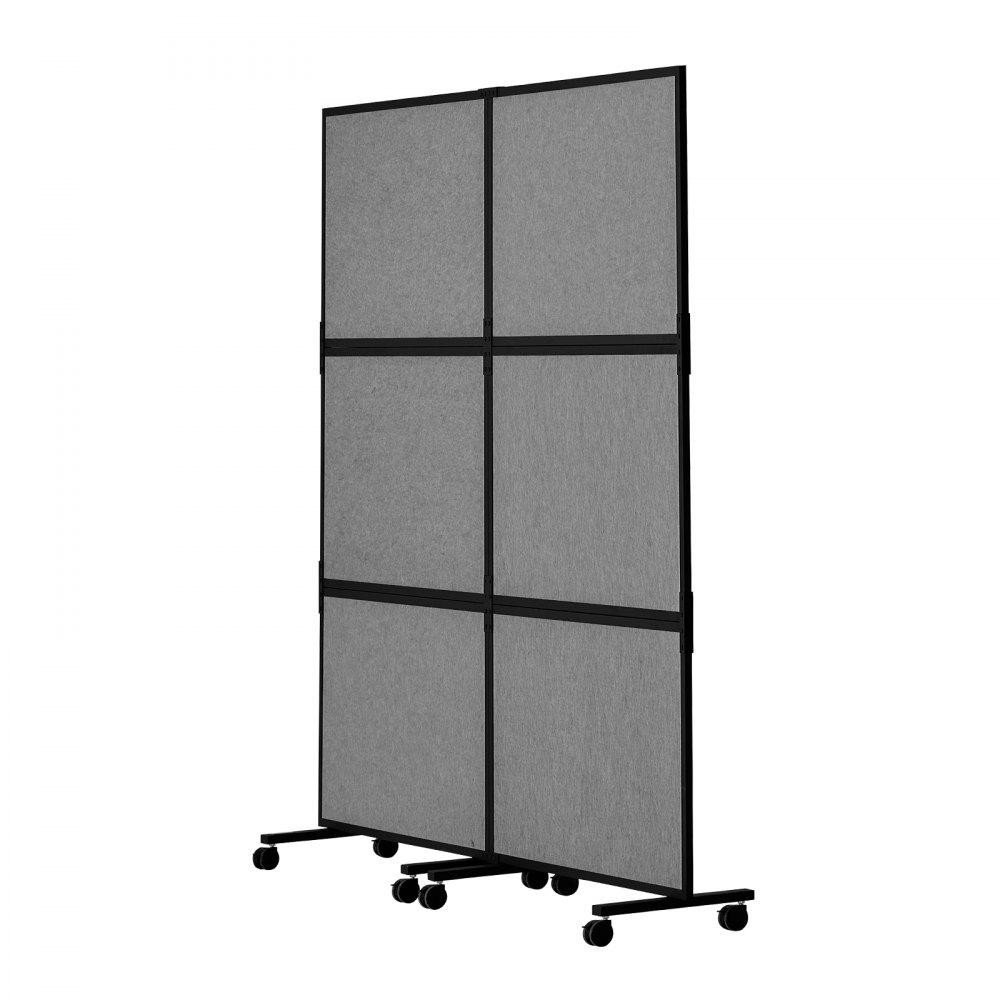 VEVOR Office Divider, 2 Panel Office Partition, Freestanding Office Divider Wall Partition & Privacy Divider Reduce Noise and Room Separation, Dark Grey