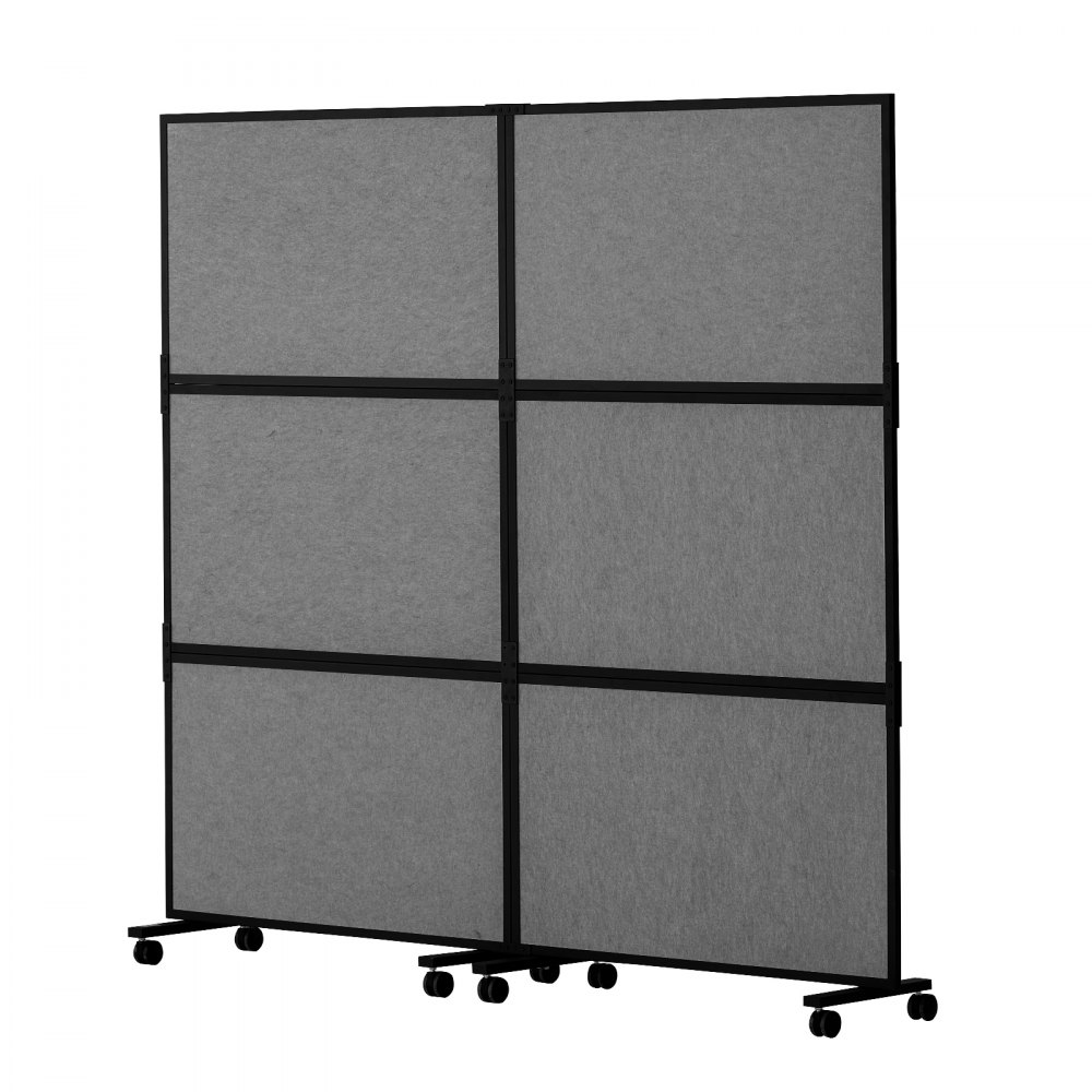 VEVOR Office Divider, 2 Panel Office Partition, Freestanding Office Divider Wall Partition & Privacy Divider Reduce Noise and Room Separation, Dark Grey