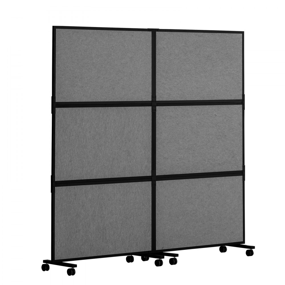 VEVOR Office Divider, 2 Panel Office Partition, Freestanding Office Divider Wall Partition & Privacy Divider Reduce Noise and Room Separation, Dark Grey