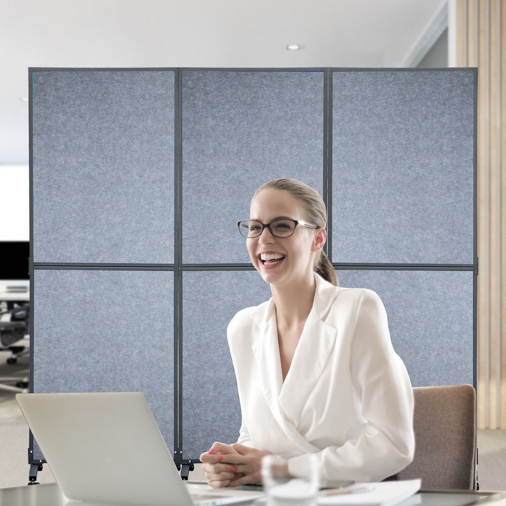 VEVOR Acoustic Room Divider Office Partition Panel 183x168 cm 3 Pack Light Gray