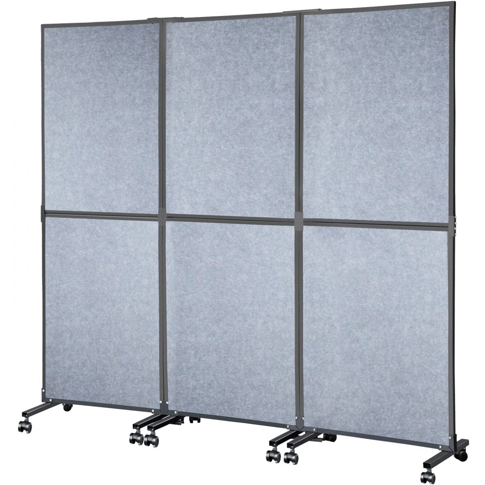 VEVOR Acoustic Room Divider 72\" x 66\" Office Partition Panel 3 Pack Office Divider Wall Light Gray Office Dividers Partition Wall Polyester & 45 Steel Cubicle Wall Reduce Noise and Visual Distractio