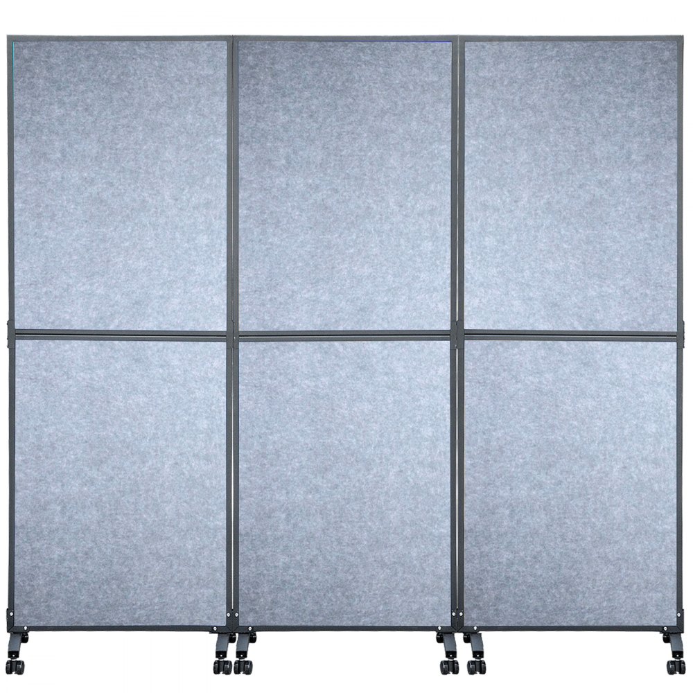VEVOR Acoustic Room Divider 72\" x 66\" Office Partition Panel 3 Pack Office Divider Wall Light Gray Office Dividers Partition Wall Polyester & 45 Steel Cubicle Wall Reduce Noise and Visual Distractio