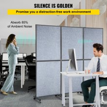 VEVOR Acoustic Room Divider 72\" x 66\" Office Partition Panel 3 Pack Office Divider Wall Light Gray Office Dividers Partition Wall Polyester & 45 Steel Cubicle Wall Reduce Noise and Visual Distractio
