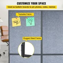 VEVOR Acoustic Room Divider 72\" x 66\" Office Partition Panel 3 Pack Office Divider Wall Light Gray Office Dividers Partition Wall Polyester & 45 Steel Cubicle Wall Reduce Noise and Visual Distractio