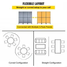 VEVOR Acoustic Room Divider 72\" x 66\" Office Partition Panel 3 Pack Office Divider Wall Light Gray Office Dividers Partition Wall Polyester & 45 Steel Cubicle Wall Reduce Noise and Visual Distractio