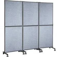 VEVOR Acoustic Room Divider 72\" x 66\" Office Partition Panel 3 Pack Office Divider Wall Light Gray Office Dividers Partition Wall Polyester & 45 Steel Cubicle Wall Reduce Noise and Visual Distractio