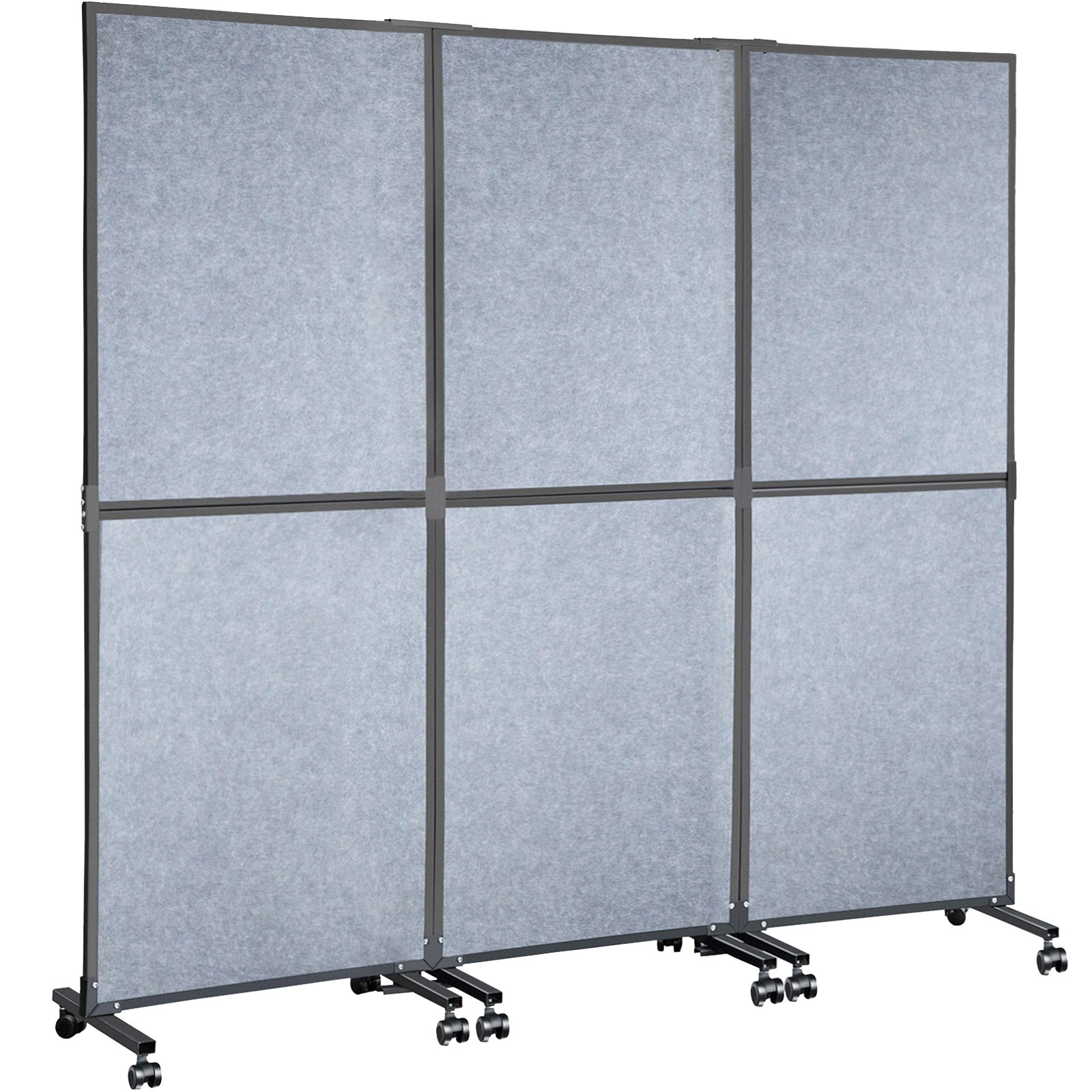 VEVOR Acoustic Room Divider 72\" x 66\" Office Partition Panel 3 Pack Office Divider Wall Light Gray Office Dividers Partition Wall Polyester & 45 Steel Cubicle Wall Reduce Noise and Visual Distractio