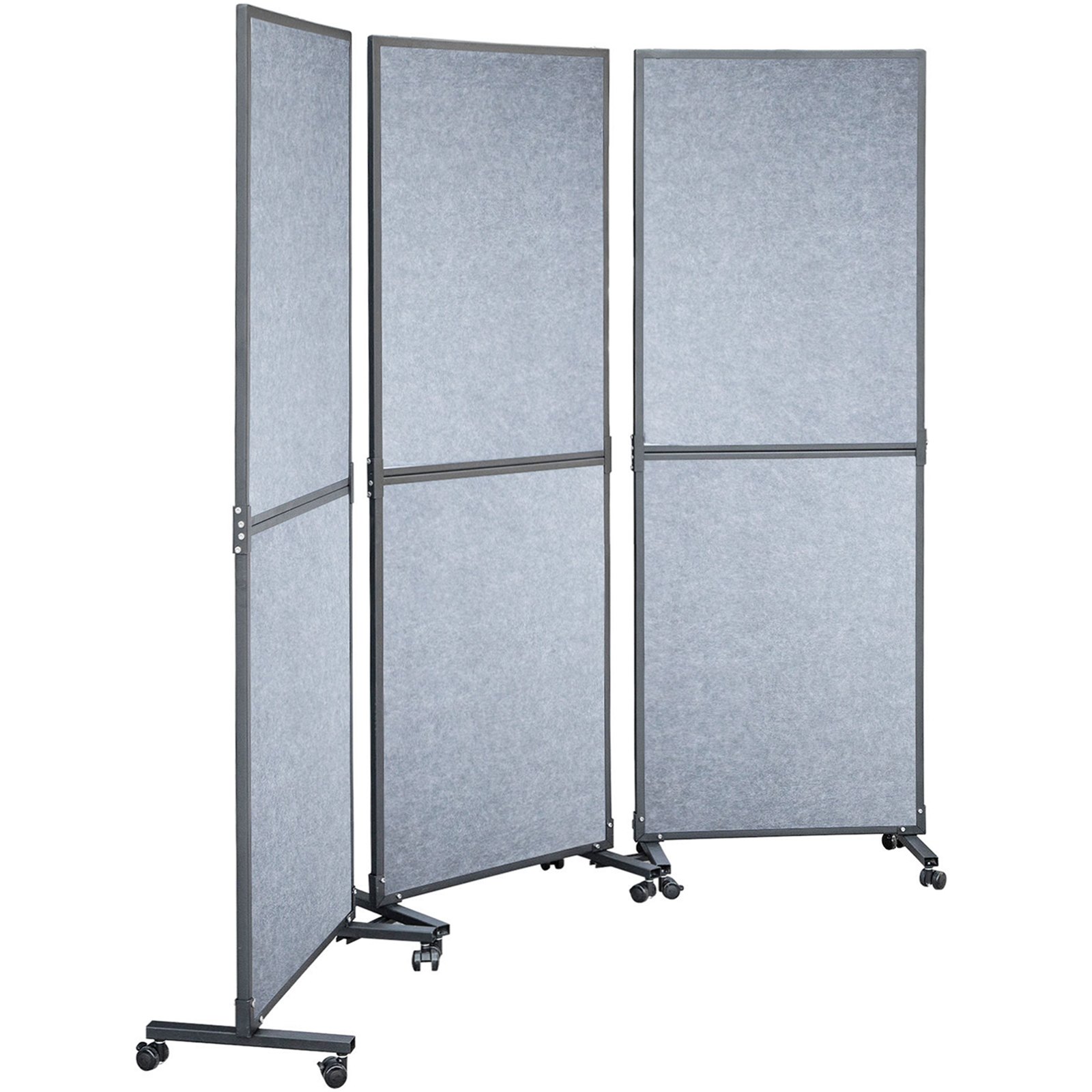 VEVOR Acoustic Room Divider 72\" x 66\" Office Partition Panel 3 Pack Office Divider Wall Light Gray Office Dividers Partition Wall Polyester & 45 Steel Cubicle Wall Reduce Noise and Visual Distractio