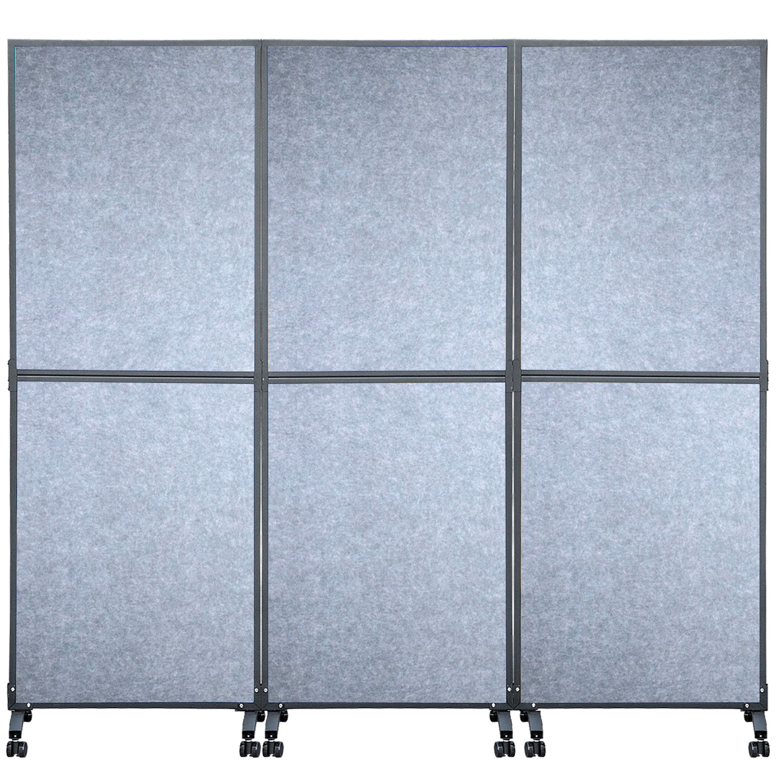 VEVOR Acoustic Room Divider 72\" x 66\" Office Partition Panel 3 Pack Office Divider Wall Light Gray Office Dividers Partition Wall Polyester & 45 Steel Cubicle Wall Reduce Noise and Visual Distractio