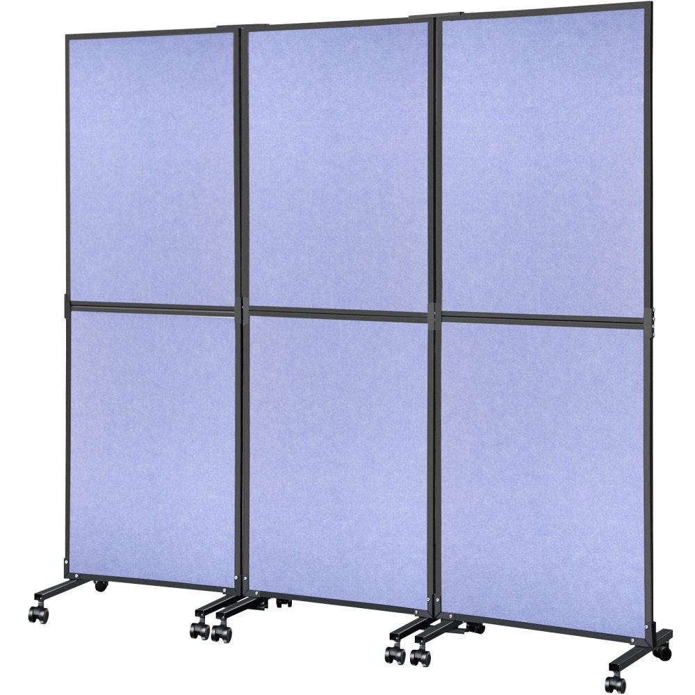 VEVOR Acoustic Room Divider 72\" x 66\" Office Partition Panel 3 Pack Office Divider Wall Steel Blue Office Dividers Partition Wall Polyester & 45 Steel Cubicle Wall Reduce Noise and Visual Distractio