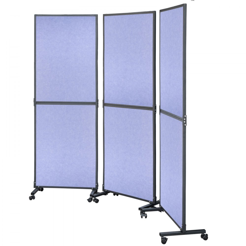 VEVOR Acoustic Room Divider 72\" x 66\" Office Partition Panel 3 Pack Office Divider Wall Steel Blue Office Dividers Partition Wall Polyester & 45 Steel Cubicle Wall Reduce Noise and Visual Distractio