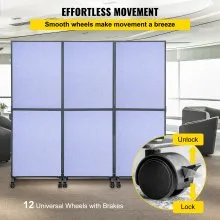 VEVOR Acoustic Room Divider 72" x 66" Office Partition Panel 3 Pack Office Divider Wall Steel Blue Office Dividers Partition Wall Polyester & 45 Steel Cubicle Wall Reduce Noise and Visual Distractions