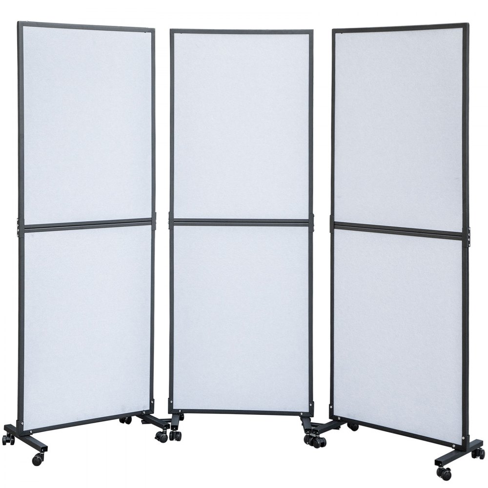 VEVOR Acoustic Room Divider 72\" x 66\" Office Partition Panel 3 Pack Office Divider Wall Cool Gray Office Dividers Partition Wall Polyester & 45 Steel Cubicle Wall Reduce Noise and Visual Distraction