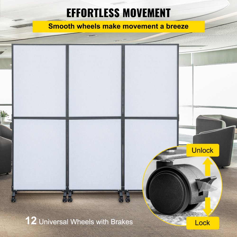 VEVOR Acoustic Room Divider Office Partition Panel 183 x 168 cm 3 Pack Cool Gray