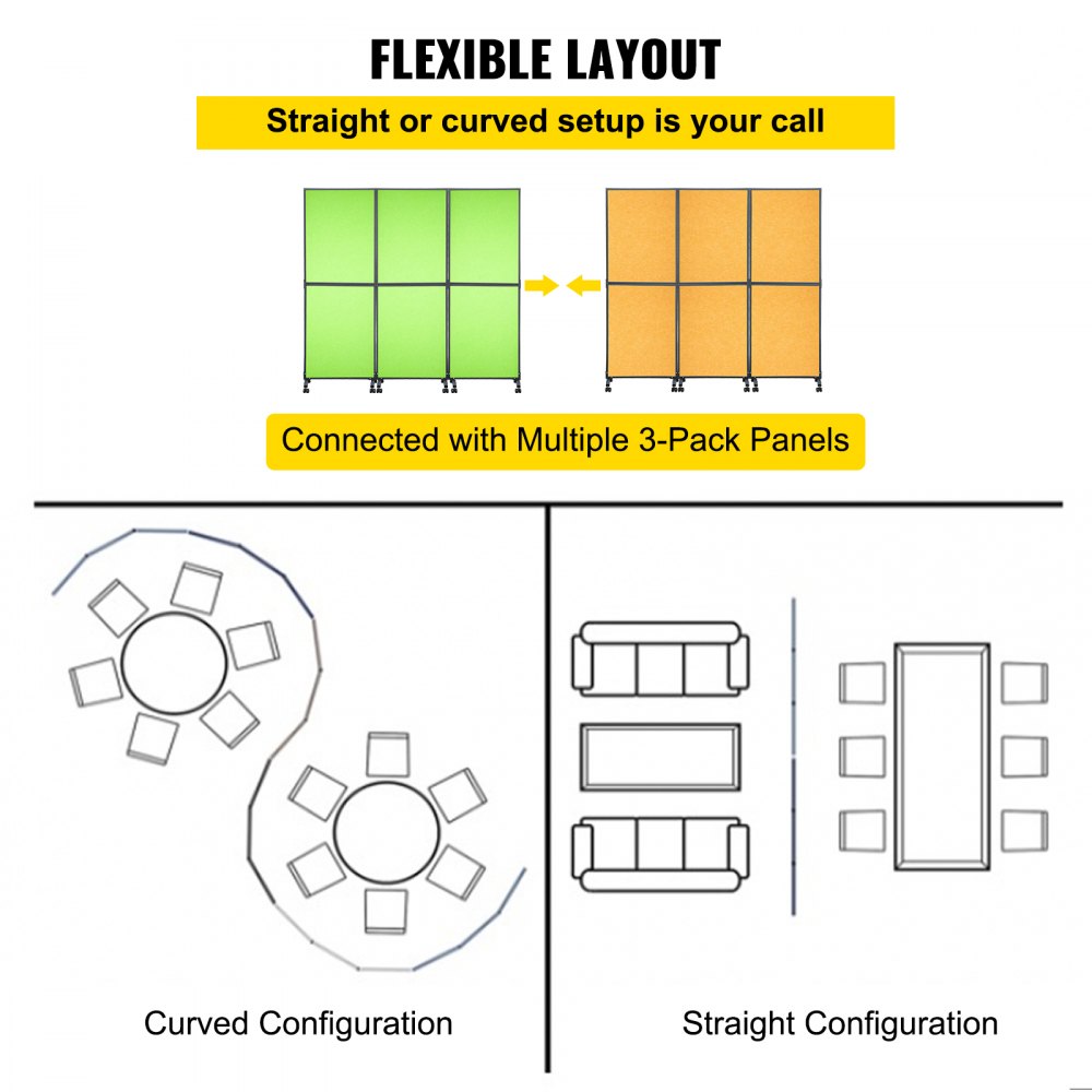 VEVOR Acoustic Room Divider Office Partition Panel 72" x 66" 3 Pack in Tea Green