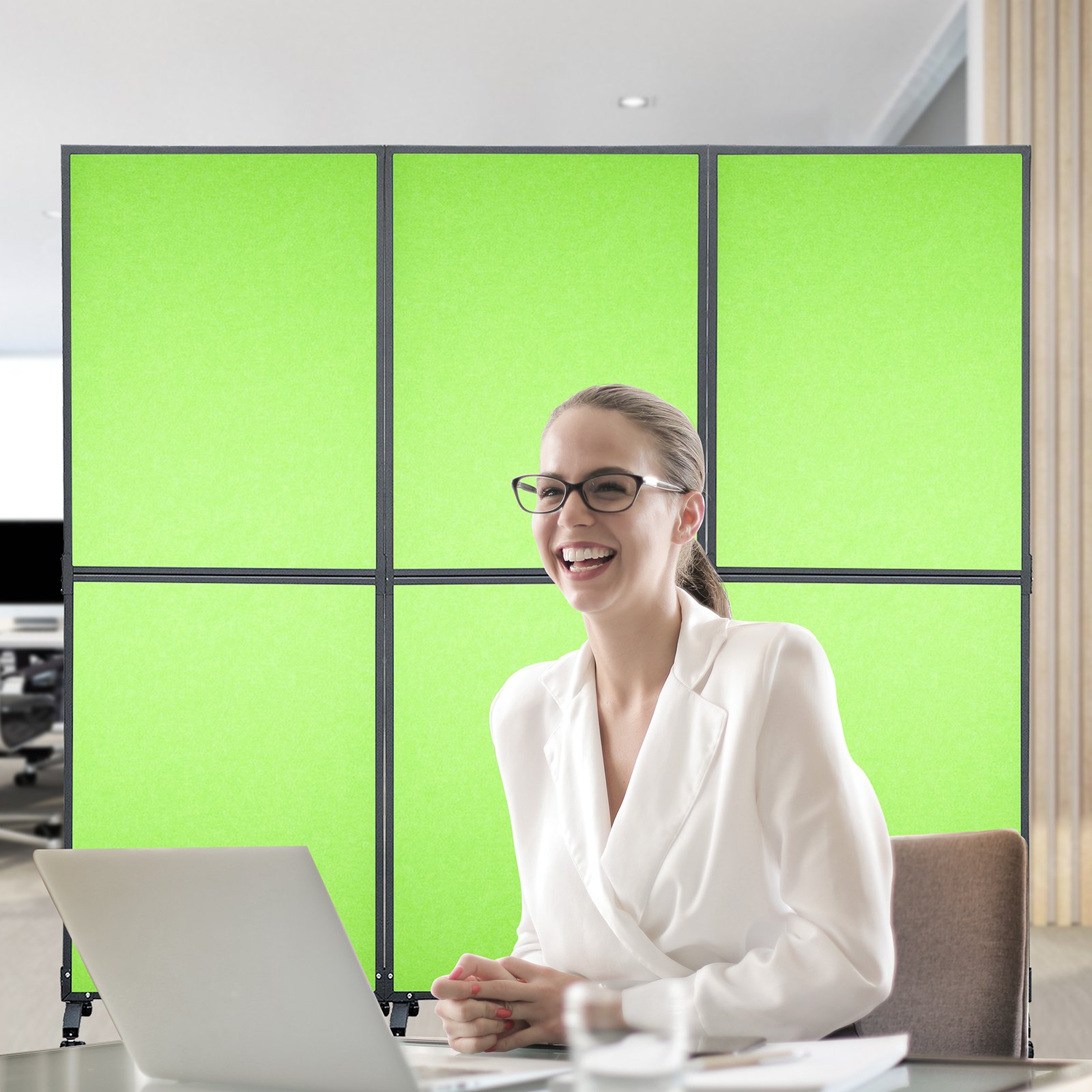 VEVOR Acoustic Room Divider Office Partition Panel 72" x 66" 3 Pack in Tea Green