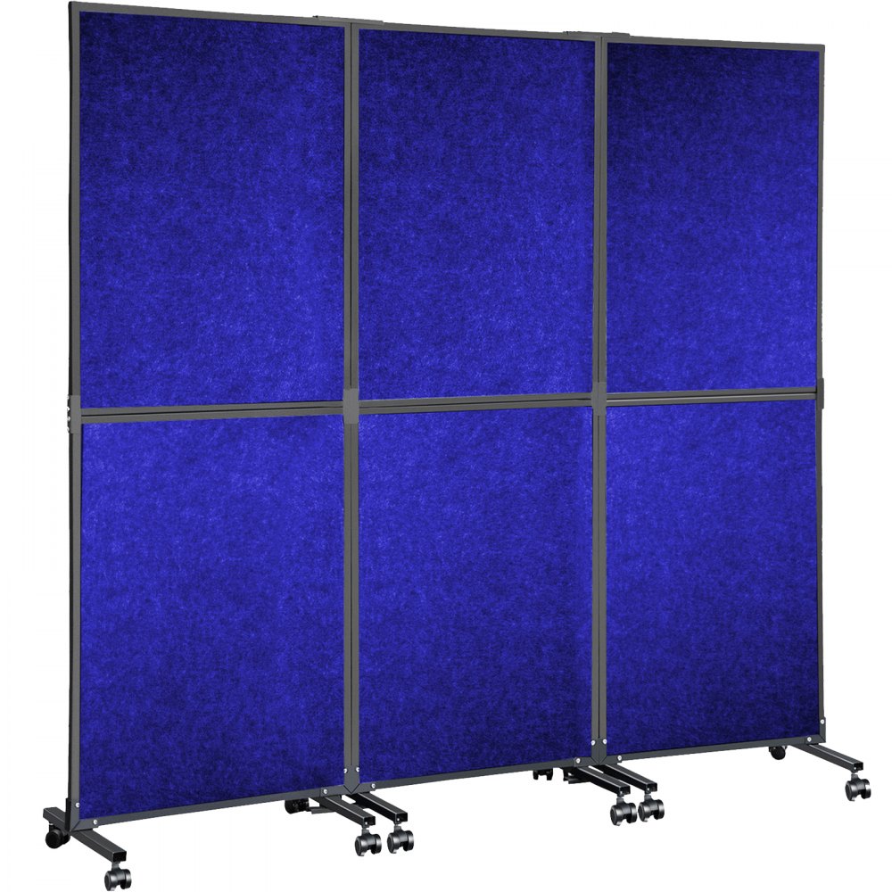 VEVOR Lot de 3 panneaux de séparation acoustiques pour bureau 182,9 x 167,2 cm - Lot de 3 cloisons de séparation de bureau bleu marine - Cloisons de séparation en polyester et 45 cellules en acier - Réduisent le bruit et les distractions visuelles